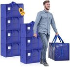 Moving Bags Heavy Duty Extra Large, Moving Boxes, Moving Supplies Essentials, Blue Storage Bins with Lids, Plastic Packing Totes, Storage Bags for Clothes with Handles & Zippers(Blue, 8 Pack) by Unknown