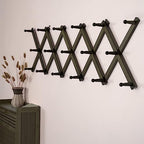 SKOLOO Hat Rack for Wall with 17 Hooks, Solid Wooden, Modern, Expandable Coat Rack Wall Mount for Coats, Hats, Bags, Baseball Caps, Dark Walnut Color - Image 4