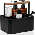 BYUNER Portable Shower Caddy Dorm: Bathroom Caddy Organizer with Handle and Adjustable Dividers,Plastic Shower Basket for Toiletry,Makeup,Vanity,Shower Storage Tote for College, Cleaning Caddy, Black by MakesYourHomeMoreOrganized