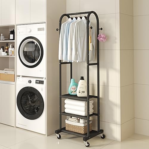 Dttwacoyh Clothing Rack with Wheels,Narrow Metal Garment Rack,Black - Image 5