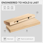 Homeforia 18 Inch Floating Shelves, High-End Solid Pine Wood, Set of 2 - Image 2