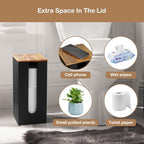 OUTNILI Freestanding Toilet Paper Holder Stand with Lid, Black Wooden Toilet Paper Storage Organizer for Bathroom Floor, Rustic Farmhouse Toilet Paper Storage Holds 3 Extra Large Rolls - Image 7