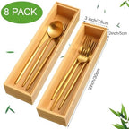 Kigley 8 Pcs Bamboo Drawer Organizer for Kitchen, 12x3x2 Inch, Wood - Image 2