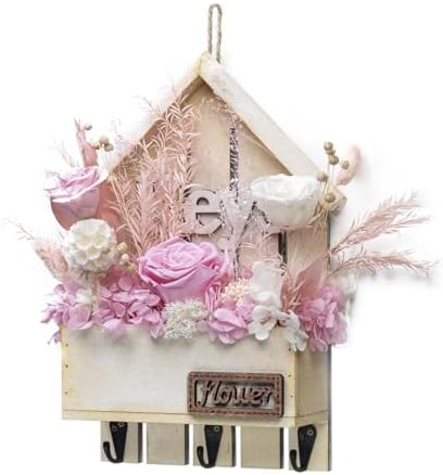 Key Holder Wall Mount with Preserved Pink Roses, Unique Wall Hooks for Home Decor, Forever Flowers Key Hook for Housewarming Gifts, Birthday Gifts for Women, Mom, Friend, Room Decor (Pink) by Unknown