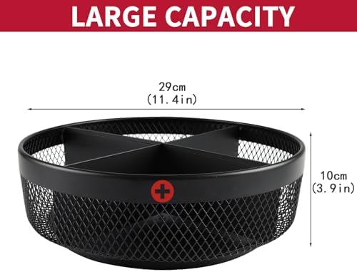 Rotating Medicine Organizer, 11.4 in Lazy Susan Pill Bottle Organizer with 4 Divided Sections, Metal Mesh Turntable Storage Basket for Cabinet, Countertop, Bathroom, Vitamins, Supplements - Image 7