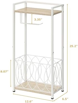 SunnyPoint Classic Space Saving Freestanding Toilet Paper Holder with Storage Shelf – Bathroom Space Saver for Phone, Tablet, and Magazines – All Purpose Bathroom Organizer Space Saver (White) - Image 5
