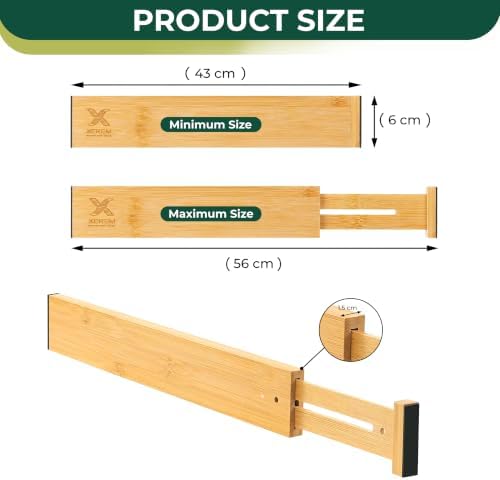6 Pack Deep Drawer Dividers - 17-22 Inch Deep Expandable Drawer Organizer Set - Spring Loaded Large Drawer Dividers for Kitchen, Bedroom, Closet, Office anywhere in daily life - Image 2