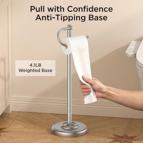 FORIOUS Toilet Paper Holder Stand, Vintage Freestanding Tissue Roll Holder - Image 4