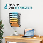 SUPEASY 6 Tier Wall File Organizer, Hanging Wall Mounted Mail Organizer with Label Slots, Metal Mesh File Holder Magazine Rack for Office, Home, School or Classroom, Black, 2Pack - Image 6