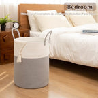 OIAHOMY 100L Nursery Hamper Laundry Basket Laundry Hamper Grey/White - Image 5