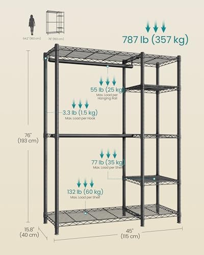SONGMICS Closet Organizers and Storage, Clothes Rack with Shelves - Image 6