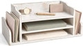 Wood Desk Organizer: File Organizer for Office Desk & Classroom, Whitewash by REBEEVISION