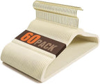 Flottian 60 Pack Beige Velvet Hangers Non Slip,Felt Hangers with Gold Hook by Flottian