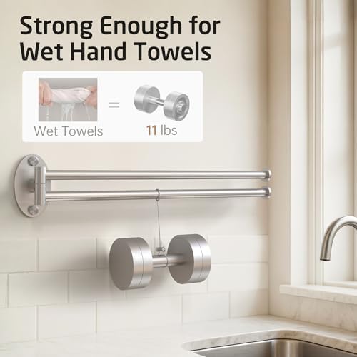 KES Kitchen Swivel Towel Bar 15-Inch, Swivel Towel Rack, Brushed Nickel - Image 3