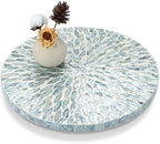 Reallnaive Mother of Pearl Lazy Susan, Round, Blue Floral Petal by Reallnaive