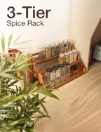 Tinamo Acacia Wood Spice Rack for Countertop, 3-Tier Design, Holds 24 Jars - Image 4
