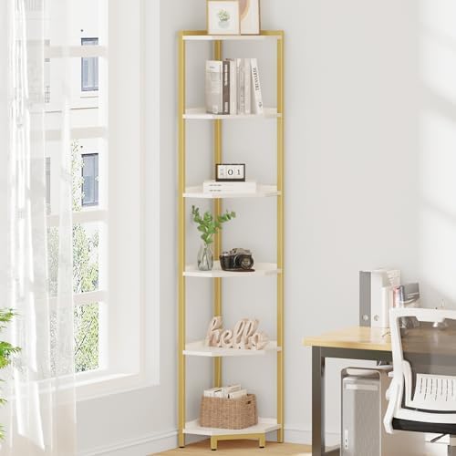 Hzuaneri Corner Shelf Stand 6-Tier Corner Bookshelf Storage Standing Shelf by Hzuaneri