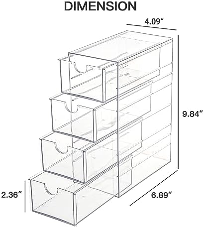 FABROK Clear Hair Accessory Organizer Box with 4 Drawers, Plastic - Image 3