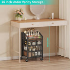 HapiRm Rolling Makeup Organizer Cart- Under Desk Vanity Storage with 3 Drawers, Floor Nail Cart Skincare Organizers Cosmetics Display Cases for Nail Polish Perfume Makeup Brush Hair Tool, Black - Image 2