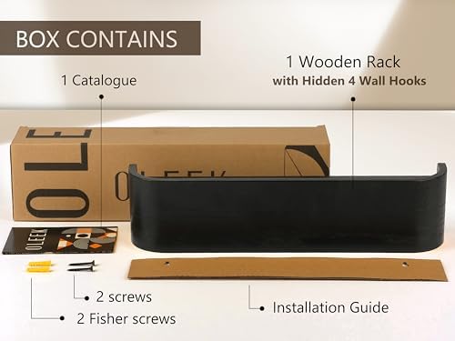 OLEEK wall Coat Rack - wall Shelf with Hooks - entryway Hooks - entryway Shelf - Modern Coat Rack - Wooden Coat Rack wall Mount for Home Decor - Wooden Mount for Home Decor - Coat Hanger Wall Mount - Image 2