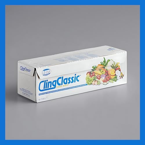 Cling Classic Plastic Wrap 18 in x 2000 ft Food Stretch Film Roll Clear ZipSafe Blade Cutter Easy to Cut Dispenser PVC BPA-Free Microwave & Freezer Safe Seal Home Commercial Use (18" x 2000') by Pokanic%C2%AE
