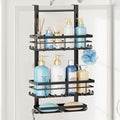 SWTYMIKI Over The Door Shower Caddy - 3 Tier Rustproof Hanging Shower Organizer with Adjustable Shelves, 28 Hooks & Soap Holder, Hanging Shower Rack Storage for Bathroom Accessories, Black by SwtyMiki-TidyHomeSweetLife
