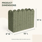 Green Paper Rope Magazine Holder, Scalloped Magazine Basket - Image 5