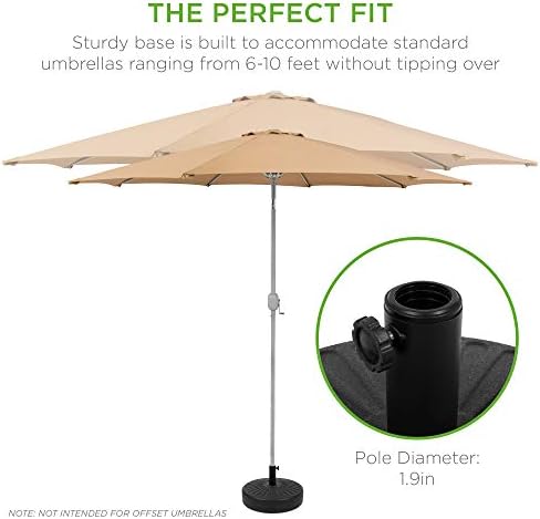 Best Choice Products Fillable Umbrella Base Stand Round Sunburst Plastic Patio Umbrella Base Stand, Pole Holder for Outdoor, Lawn w/ 55lbs Weight Capacity, Adjustment Knob - Image 4
