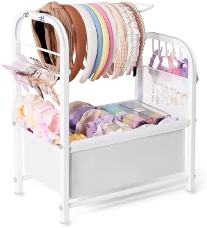 Hair Accessories Organizer, Metal Headband Holder Stand in White by Unknown