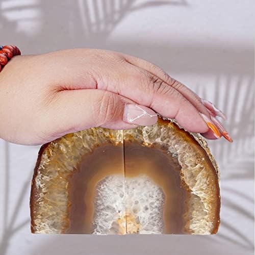 AMOYSTONE Natural Agate Decorative Stone Book Ends Small for Desk Decor - Image 4