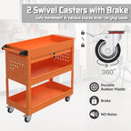 3 Tray Rolling Tool Cart with Drawers, 400 LBS Capacity Mechanic Tool Cart on Wheels, Heavy Duty Utility Cart with Pegboard, Tool Storage Cart for Garage and Repair Shop, Orange - Image 5