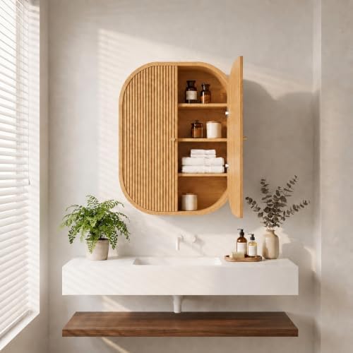 Bathroom Arched Wall Storage Cabinet 4-Tier, Natural - Image 6