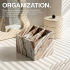 Luxury Natural Marble Pen and Makeup Holder, 3 Compartment Desk Organizer - Image 5
