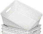 WYT 12-Pack Plastic Small Shelf Storage Weave Baskets for Organizing, White - Image 4