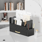 Bamboo Mail Organizer Countertop Pen Holder Wooden Desktop Storage Drawers - Image 3