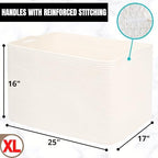 MINTWOOD Design 112L Extra Large Blanket Basket Holder Living Room, 25"x17"x16" Rectangle Rope Woven Storage Basket with Handles for Laundry, Towels, Shoes, Dog Toy Organizer Bin Box, Creamy White - Image 7