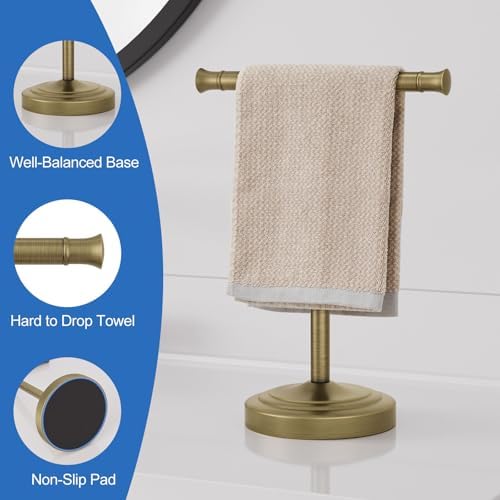 RUMOSE Antique Brass Hand Towel Holder Stand Countertop Towel Rack - Image 4