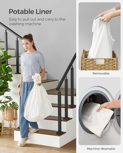 SONGMICS Rolling Laundry Hamper with Lid, 140 L Synthetic Rattan - Image 6