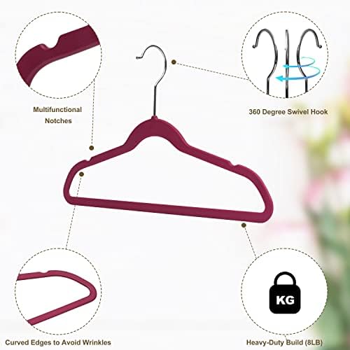 Quality Children's Plastic Non Velvet Non-Flocked Thin Compact Hangers Swivel Hook for Shirts Blouse Coats (Raspberry, 240) - Image 5