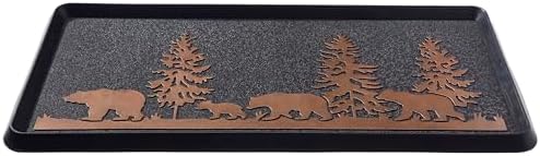 HF by LT Bears Rubber Boot Tray, 32 x 16 inches, One-Piece Seamless Construction, Durable Vulcanized Rubber, Year Round Use Indoors/Outdoors, Black with Brushed Copper - Image 2