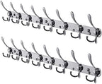 Dseap Coat Rack Wall Mount - 29.5” Long 8-Tri-Hooks Heavy Duty Coat Hanger Rail Wall Hooks for Hanging Coats Hats Clothing Clothes Purse Mudroom Entryway, Chromed, Pack of 2 by Dseap