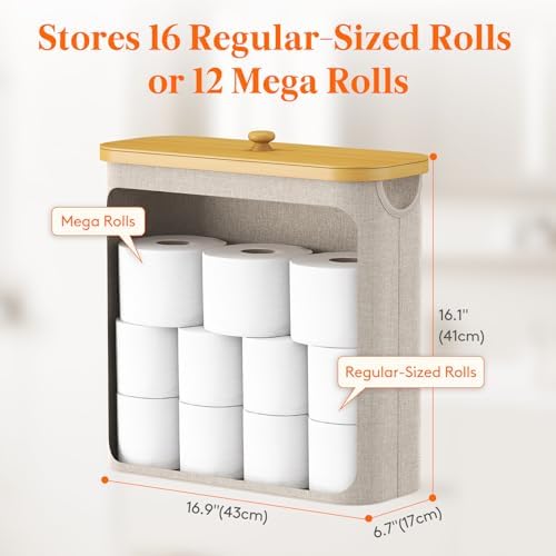 Lifewit Toilet Paper Storage Holder, Extra Large Stand Basket, 30L, Beige - Image 3
