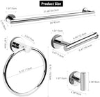 Polished Chrome Bathroom Hardware Accessories Set 5 Piece, Stainless Steel Bath Towel Bar Set 24 Inch,Toilet Paper Holder,Towel Ring Holder,Towel Rack Set,Gold Bathroom Accessories Kit Silver - Image 7
