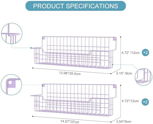 Spice Rack Wall Mount, Spice Organizer for Cabinet & Pantry Door, Set of 4 Hanging Spice Rack Saving Space for Kitchen, Purple - Image 2