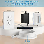 in Wall Cable Management Kit,Recessed Outlet Box for Wall Mount TV,Recessed Power Box with AC/USB-C/USB-A Ports & 9.8ft Extender for Unreachable Outlets,Hide TV Cords & Cables - Image 2