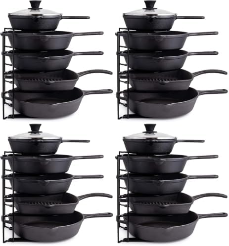 Cuisinel 5-Tier Pan Organizer for Cast Iron Skillets Griddles, Black 12.2" (Pack of 4) by Cuisinel