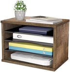 J JACKCUBE DESIGN Rustic Wood Desk Organizer 4 Compartment Paper File Holder for Home and Office, Document Storage, File sorter, Mail and Letter Tray- MK560A by JACKCUBEDESIGN