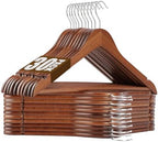 Wooden Hangers 30 Pack Solid Wood Hangers,Heavy Duty Coat Hangers for Closet, Wooden Clothes Hangers for Suits, Shirts, Pants, Jackets(Walnut) by Uinicor