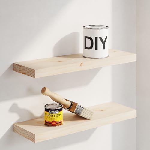 Homeforia 18 Inch DIY Floating Shelves, High-End Solid Pine Wood, Set of 4 by Homeforia
