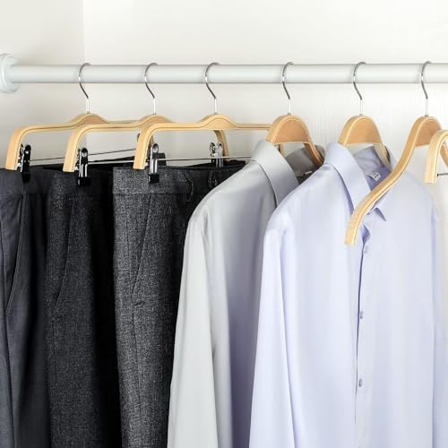 TOPIA HANGER Slim Natural Wood Hangers with Extra Soft Non-Slip Rubber Grips, 30-Pack High-Grade Fashion Hanger No Shoulder Bump for Sweaters, Hoodies, Jacket, Dress, Coat -CT15N30 - Image 6